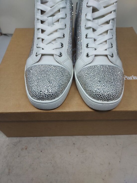 Christian Louboutin White MENS Louis Crystal Strass High Top Wedding Sneaker main image 8